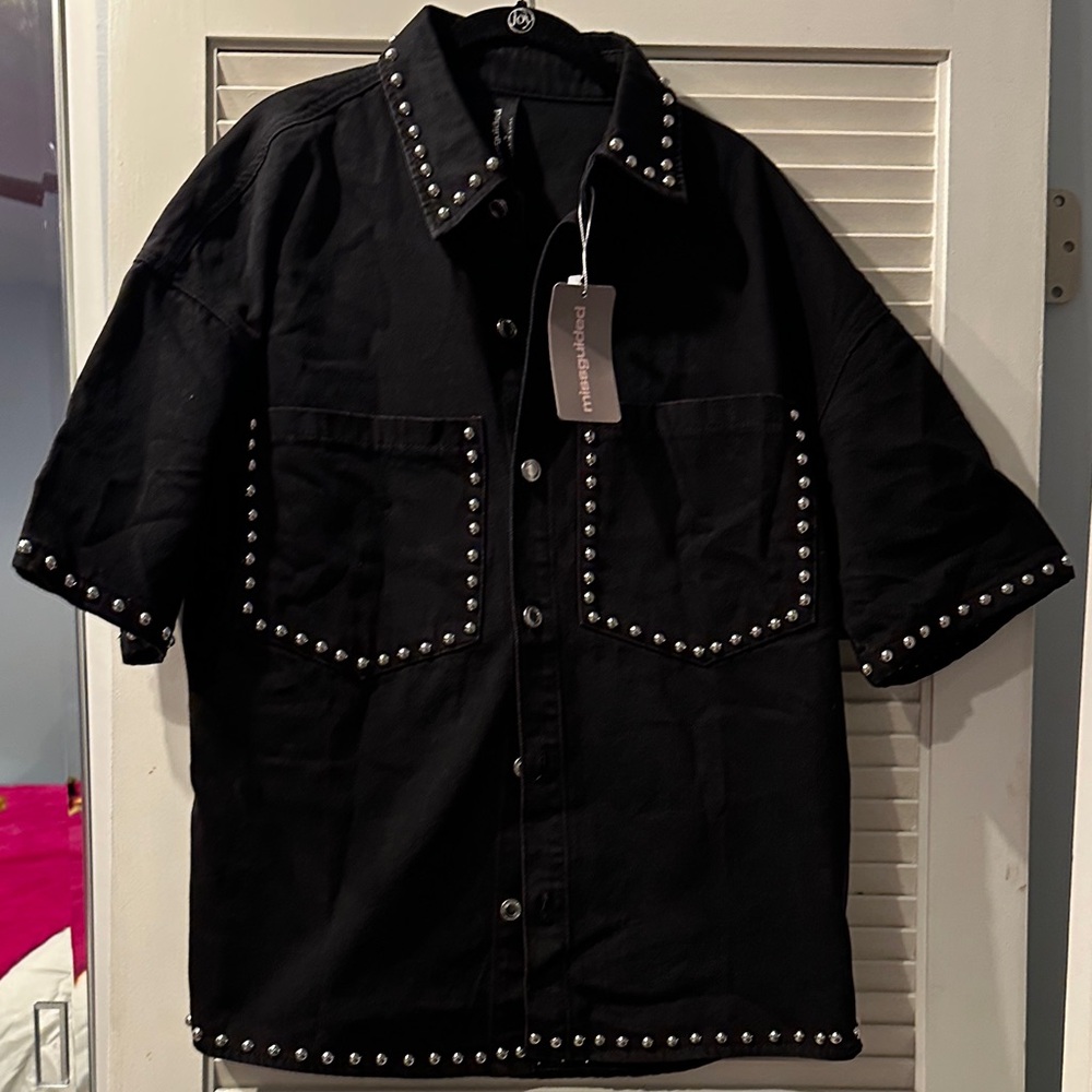 Black Studded women’s denim shirt / Jacket